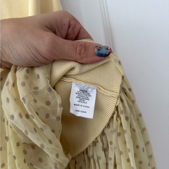 HELSA Costanza Gown Sheer Polka Dot Skirt Butter Yellow NEW with tag - Picture 8 of 10